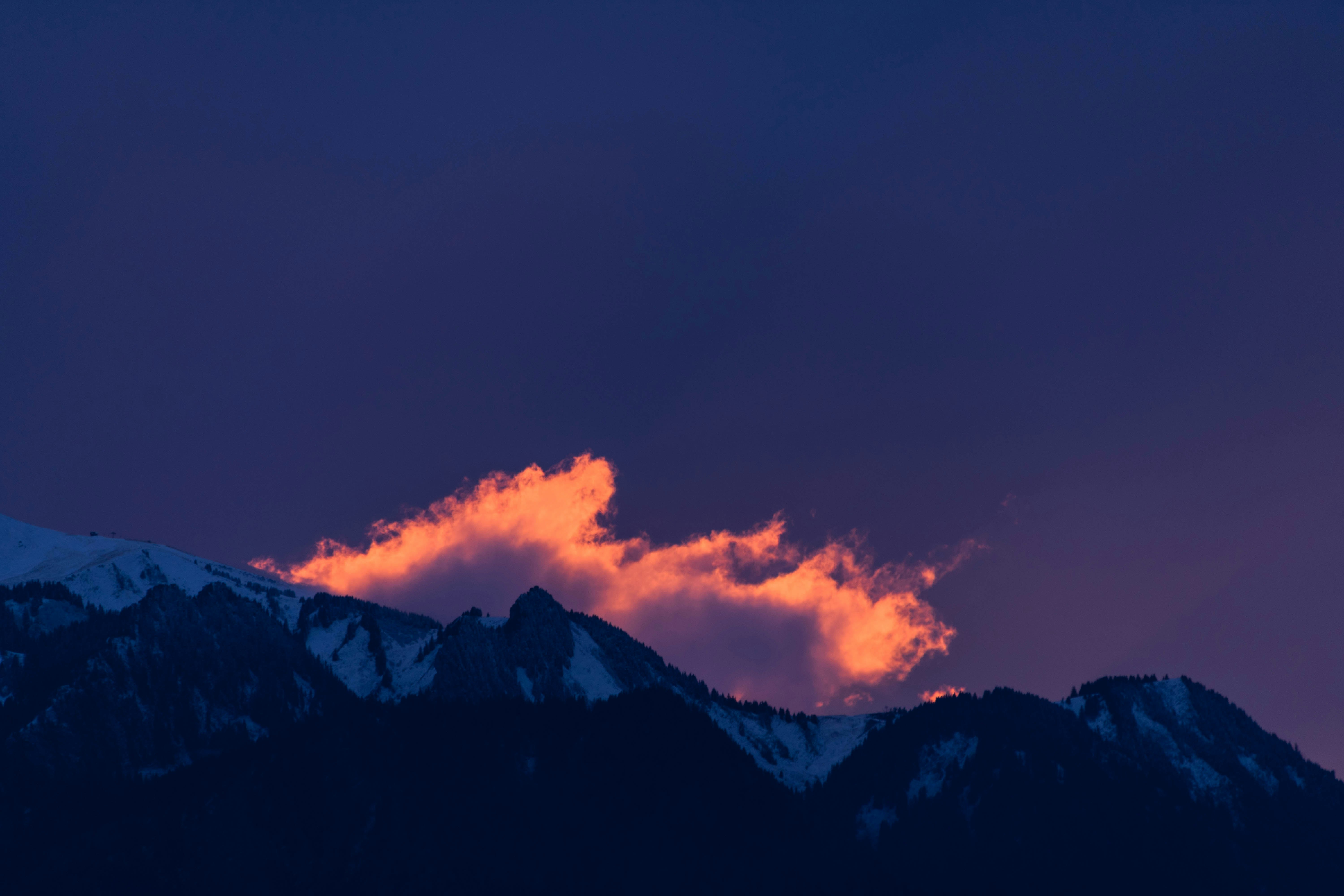 orange and white clouds illustration